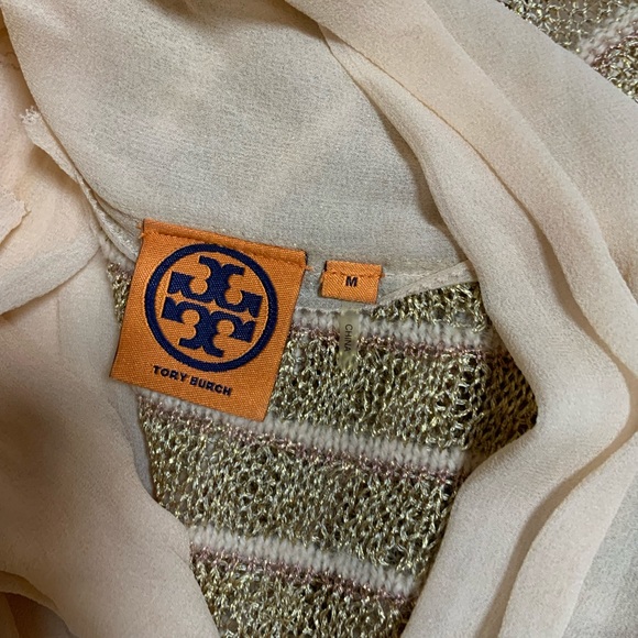 Tory Burch M metallic silk sweater top - Picture 8 of 9